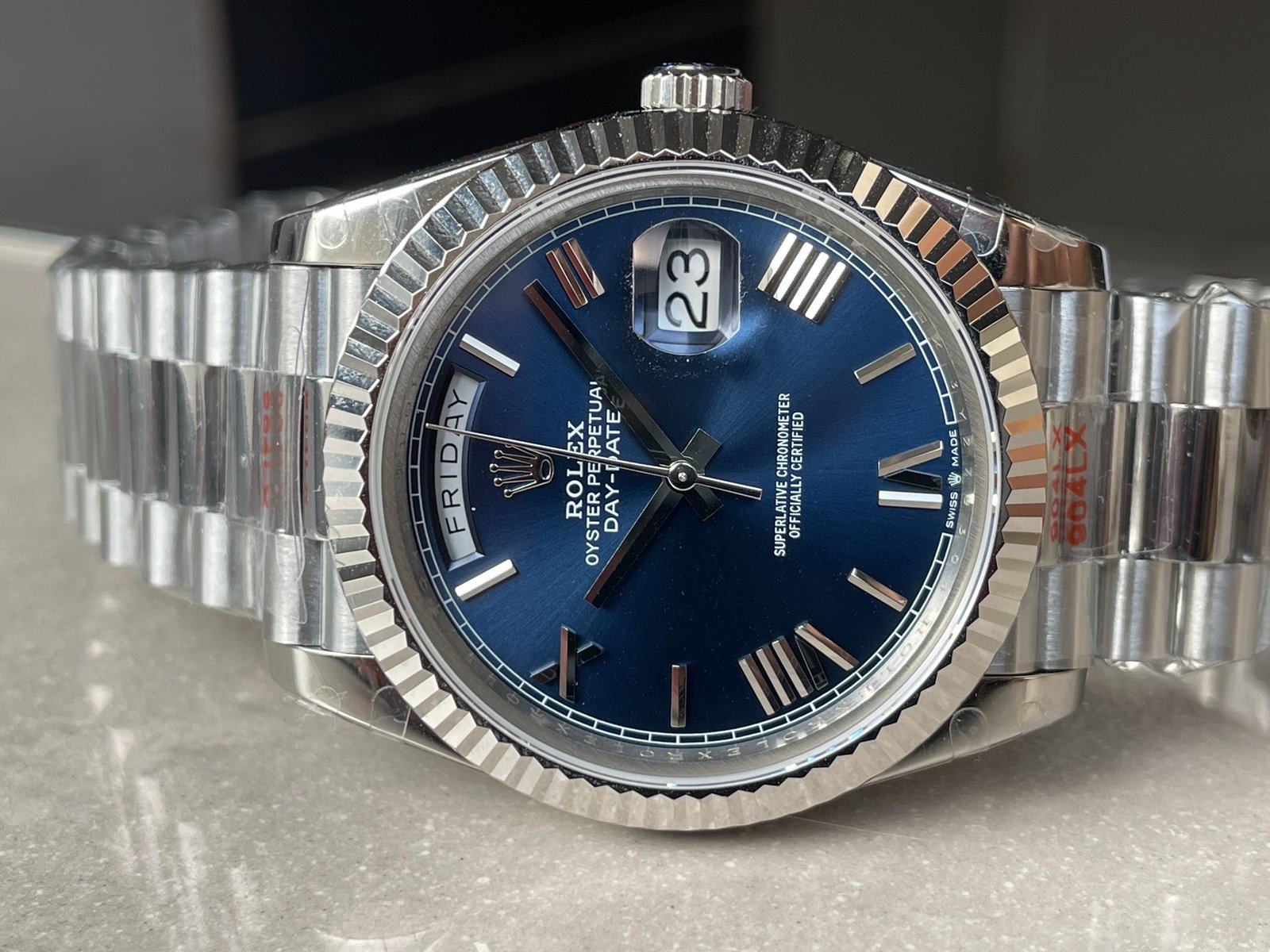 DayDate 40mm 228239 GMF 1:1 Gain Weight SS/tungsten Blue Dial Roman Markers on President Bracelet A3255 - Image 5