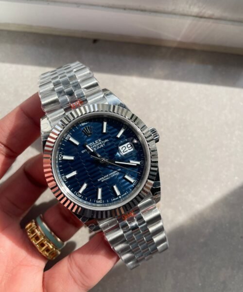 DateJust 41  SS VSF 1:1 Best Edition 904L Steel Blue Textured Dial on SS Jubilee bracelet - Image 4