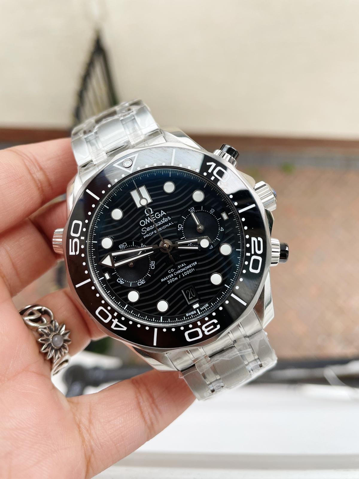 Seamaster 300M Chrono SS OMF 1:1 Best Edition Black Dial on SS Bracelet A9900