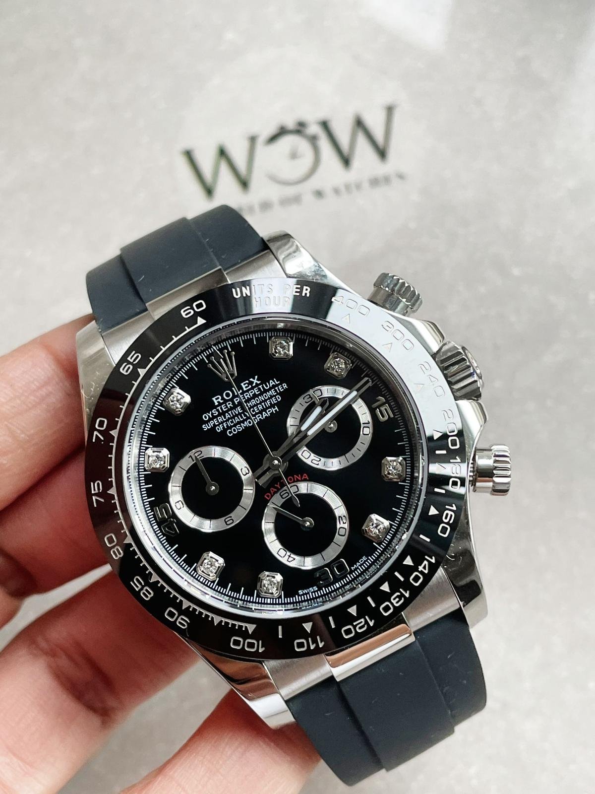 Daytona SS116500LN BTF Best Black Dial Diamond Markers On Rubber Strap A4130 - Image 4