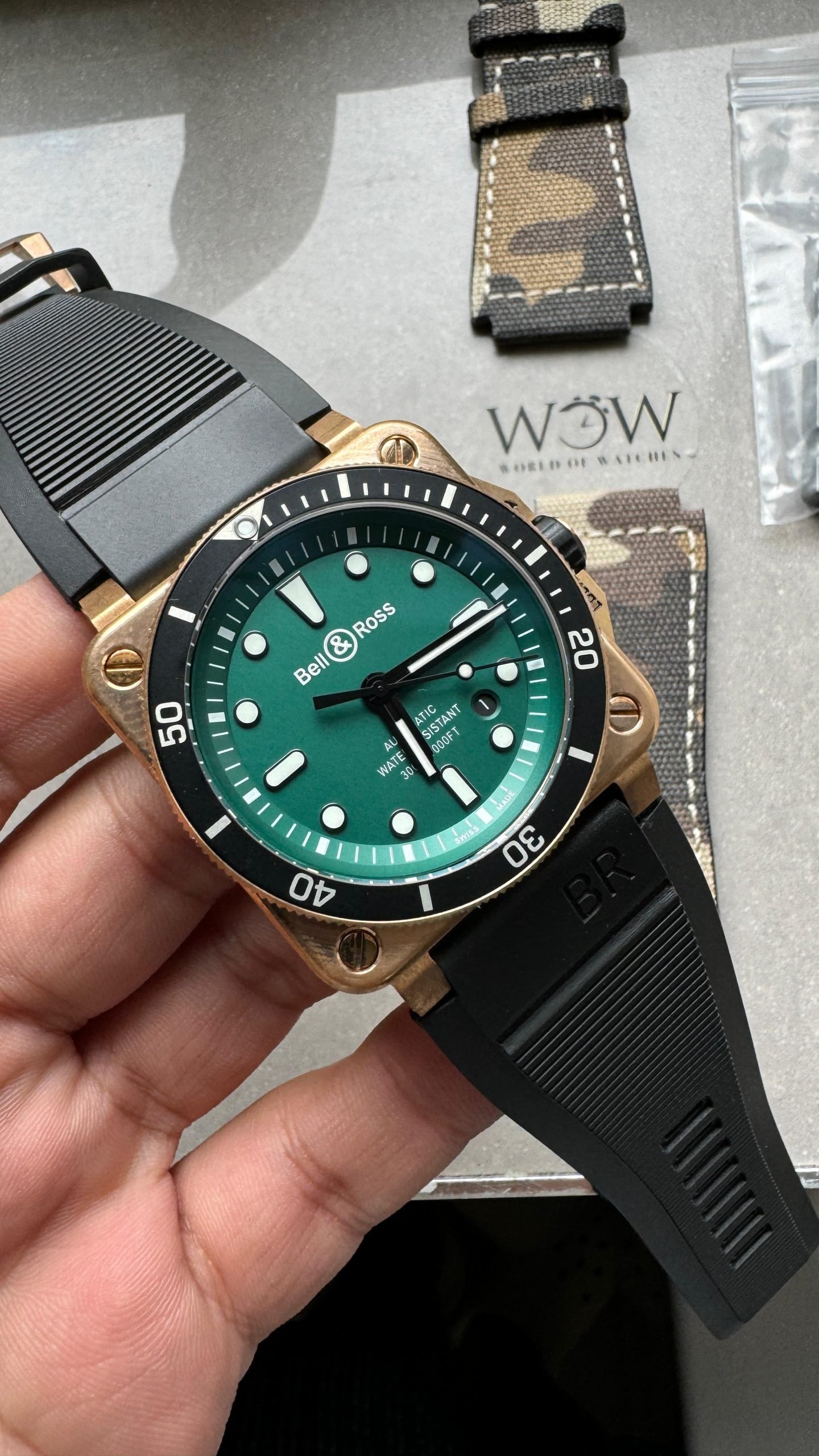 BR 03-92 Diver Ceramic Bezel Bronze B12 1:1 Best Edition Green Dial on Black Rubber Strap MIYOTA 9015