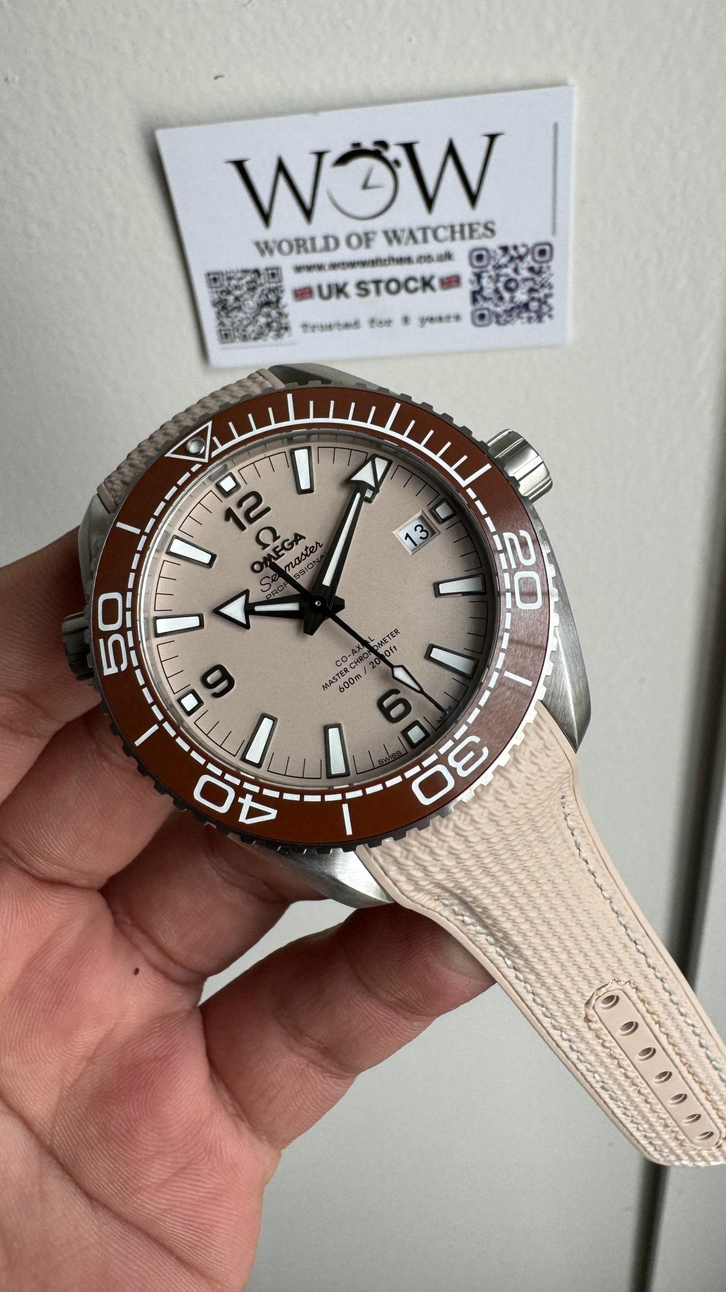 Planet Ocean 600M 43.5mm Bronze Color Ceramic Bezel SS VSF 1:1 Best Edition Sand-Blasted Beige Dial and Rubber Strap A8900