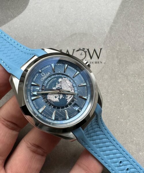 Aqua Terra GMT Worldtimer 43mm VSF Best Edition Summer Blue Dial on Blue Rubber Strap A8938 - Image 2
