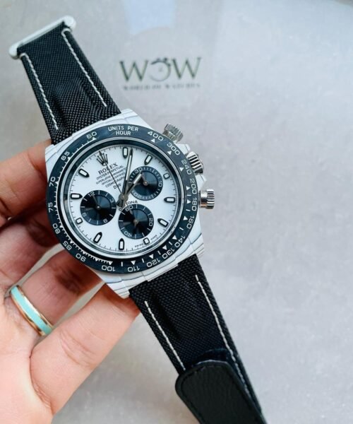 Daytona DIW PANDA White Carbon Case and Bezel Noob Best Edition White/Black Dial on Black Nylon Strap SA4130 V2 - Image 7