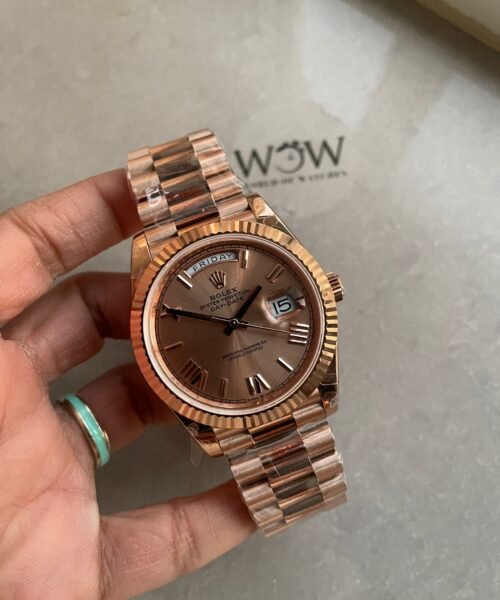 Day-Date 40mm 228235 904L RG Fluted Bezel Rose Gold Dial on RG President Bracelet with Tungsten steel for extra weight GMF - Image 3