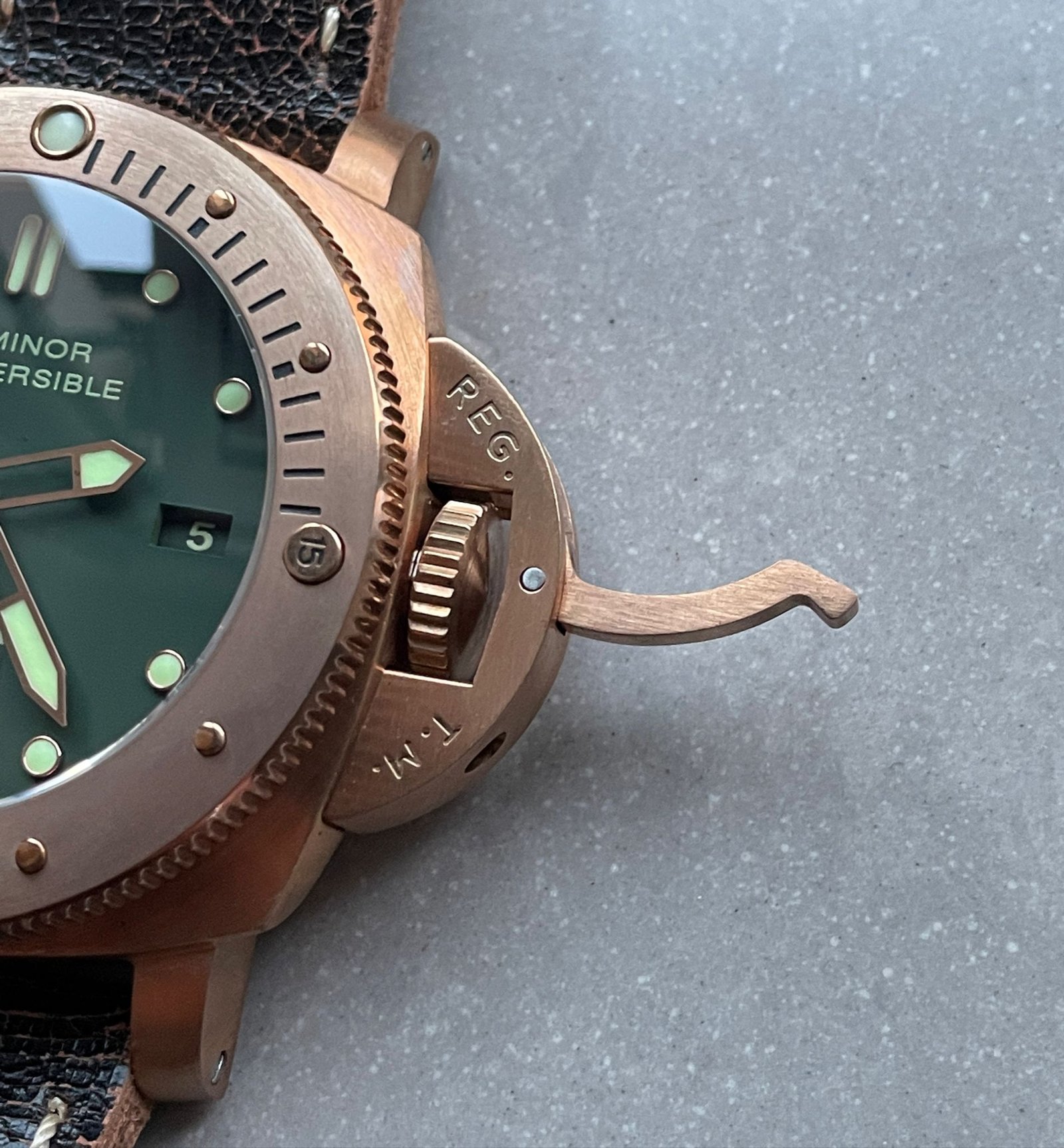 PAM382 N Bronzo VSF 1:1 Best Edition on Green dial on Brown Distressed Calfskin Strap P.9000 - Image 11