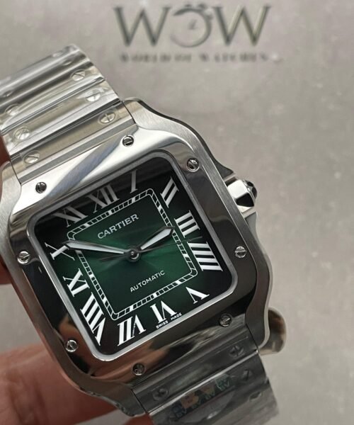 Santos 35mm 2018 SS BVF 1:1 Best Edition Green Dial on SmartLinks Bracelet MIYOTA 9015 - Image 6