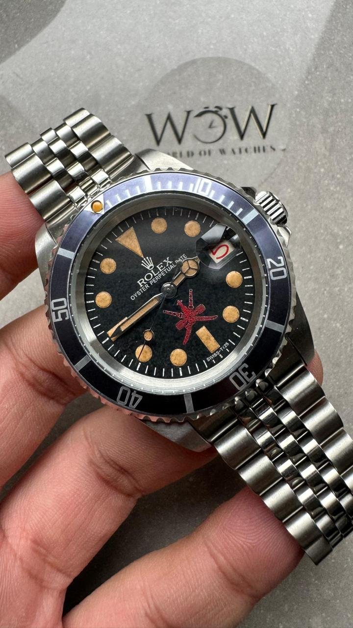 Vintage Submariner 40mm Date Kahanjar / Oman Black dial Jubilee strap Custom made A2824