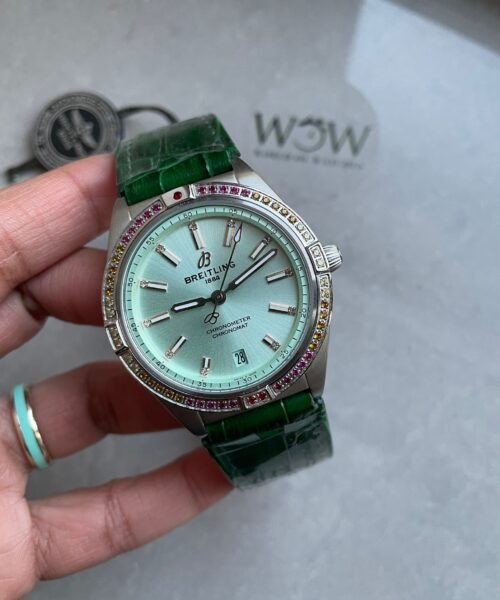 Chronomat 36mm u77310591u1 Green Leather strap Light Green dial GF Factory