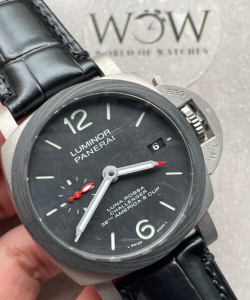 Luminor GMT "Luna Rossa" PAM01096 TI Black Dial Stick on Leather Strap VSF P9010 pam1096 - Image 8