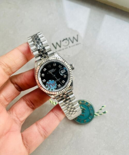 Datejust 28mm 904L SS Black Dial Diamond markers on SS Jubliee Bracelet