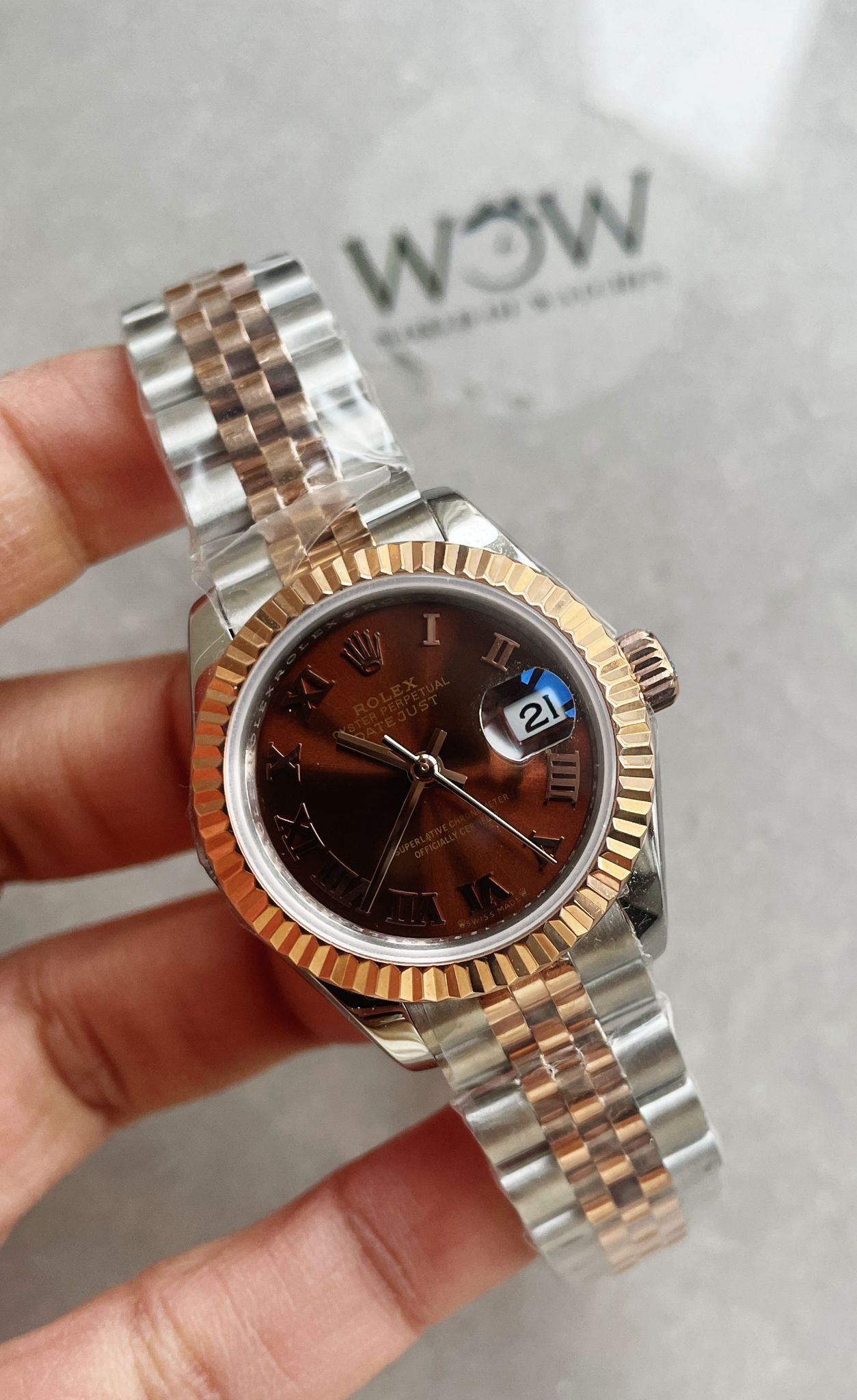 Datejust 28mm 904L RG/SS Brown Dial on RG/SS Jubliee Bracelet A2671 - Image 3