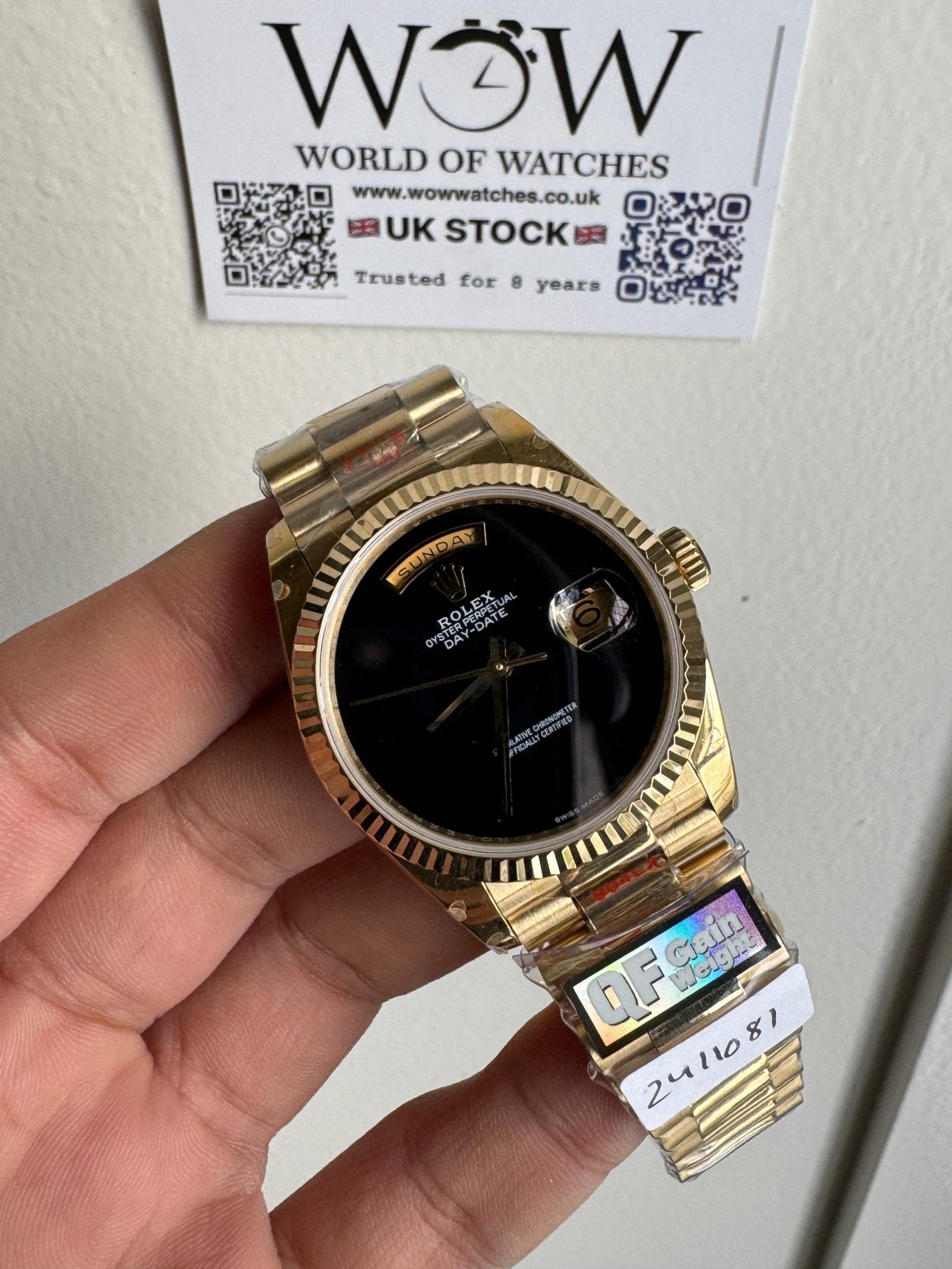 Day date 18238 QF YG 36mm 3255 Fluted bezel Onyx dial