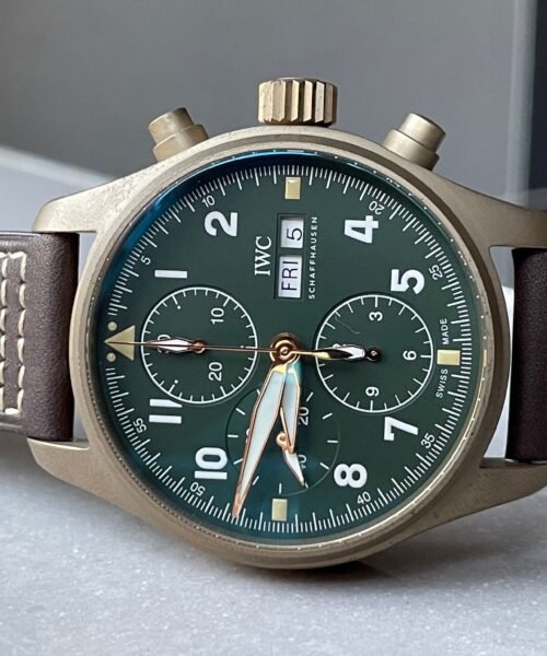 Pilot Chrono Spitfire IW387902 Bronze ZF 1:1 Best Edition Green Dial on Brown Leather Strap A7750 - Image 8