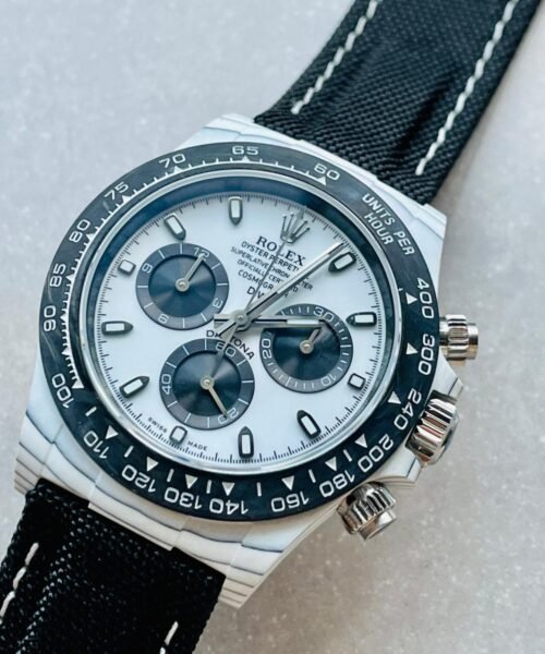 Daytona DIW PANDA White Carbon Case and Bezel Noob Best Edition White/Black Dial on Black Nylon Strap SA4130 V2 - Image 2