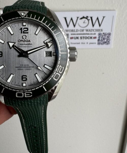 Planet Ocean 600M 43.5mm Green Ceramic Bezel SS VSF 1:1 Best Edition Silver Dial on Green Rubber Strap A8900 - Image 4