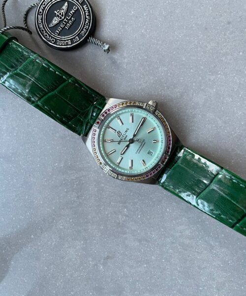 Chronomat 36mm u77310591u1 Green Leather strap Light Green dial GF Factory - Image 3