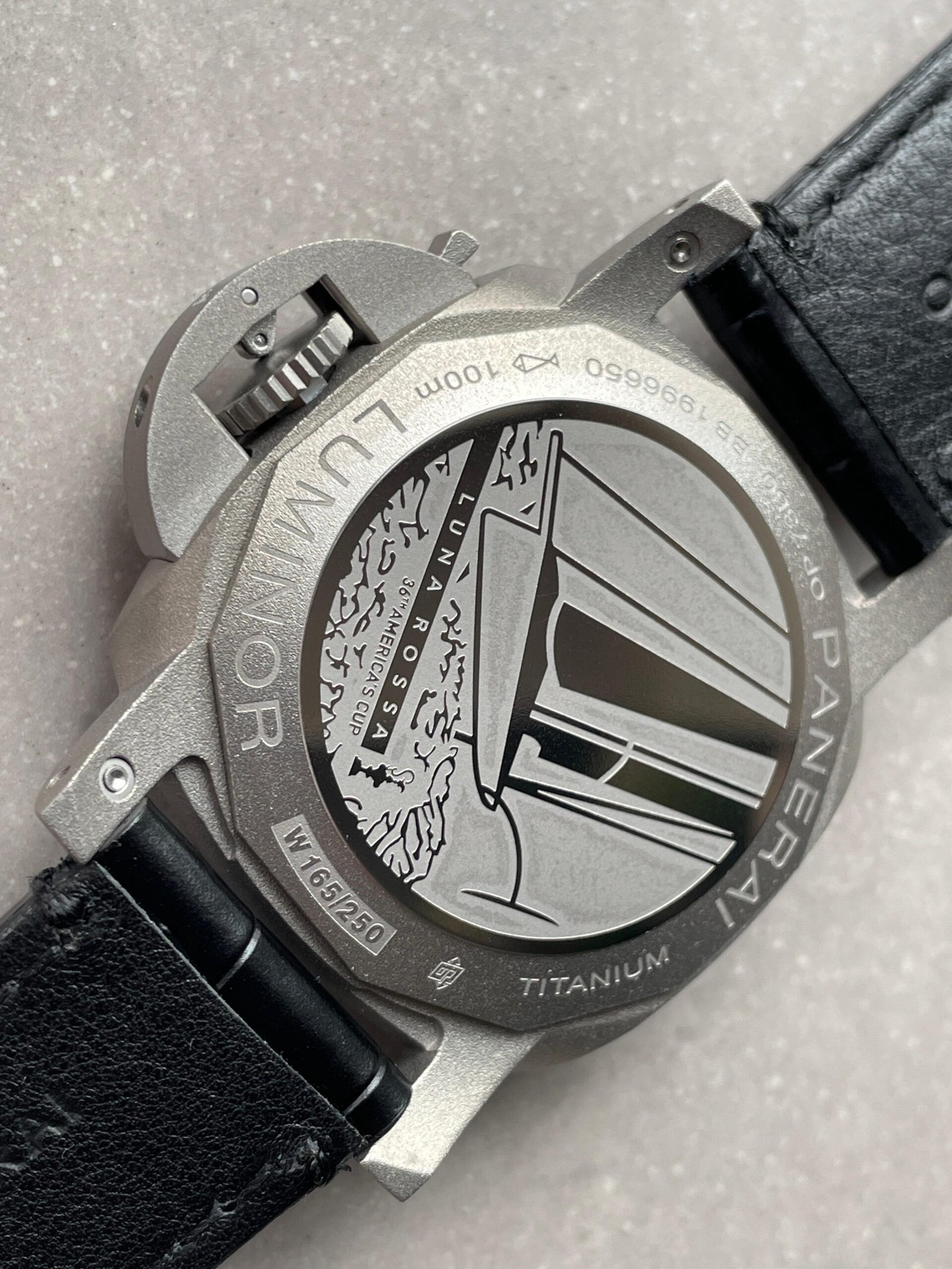 Luminor GMT "Luna Rossa" PAM01096 TI Black Dial Stick on Leather Strap VSF P9010 pam1096 - Image 14