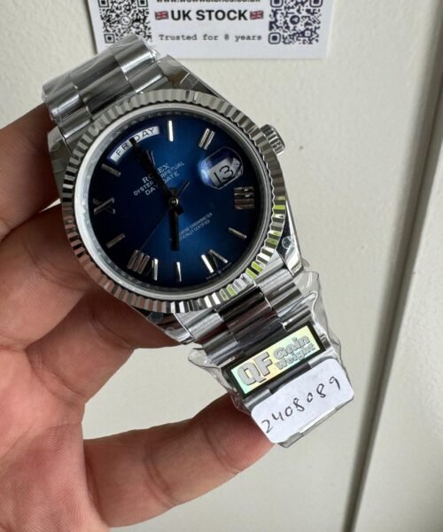 Day Date 228238 40mm 904L SS Bezel QF Gain Weight Blue Dial on SS President Bracelet A2836