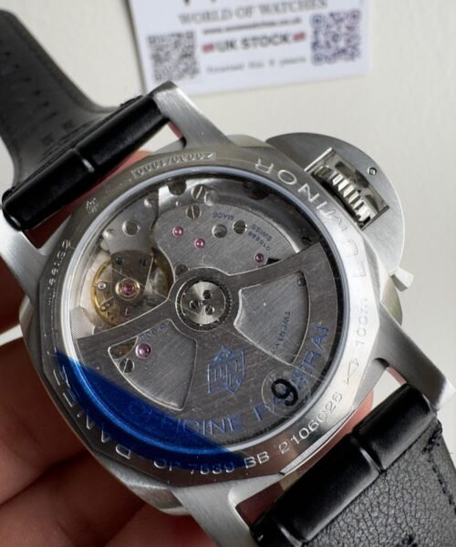 PAM1365 Z GMT SS VSF 1:1 Best Edition Black Dial on Black Leather Strap Asian P900 - Image 8