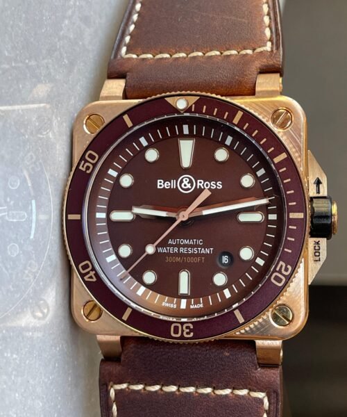 BR03-92 Diver 42mm Bronze BRF Brown Dial on Leather Strap A2824 - Image 7
