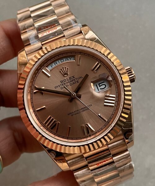 Day-Date 40mm 228235 904L RG Fluted Bezel Rose Gold Dial on RG President Bracelet with Tungsten steel for extra weight GMF - Image 4
