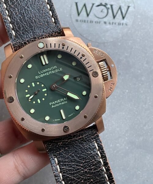 PAM382 N Bronzo VSF 1:1 Best Edition on Green dial on Brown Distressed Calfskin Strap P.9000 - Image 9