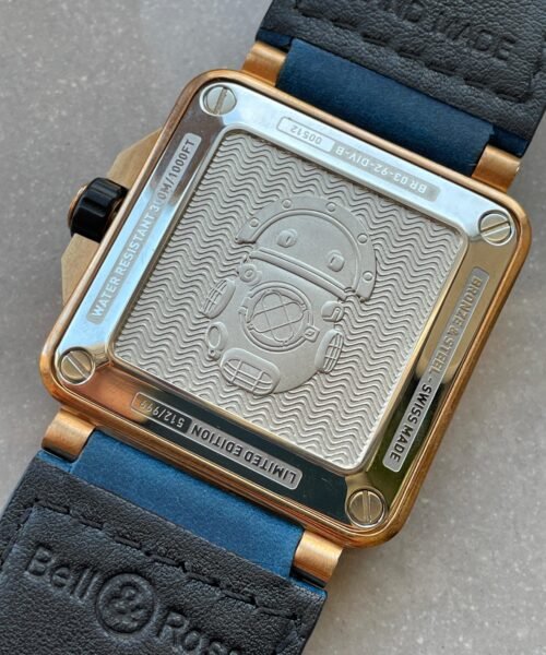 BR03-92 Diver 42mm Bronze BR Blue Dial on Blue Leather Strap A2824 - Image 15