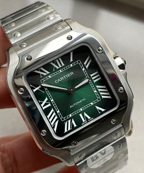 Santos 35mm 2018 SS BVF 1:1 Best Edition Green Dial on SmartLinks Bracelet MIYOTA 9015 - Image 2