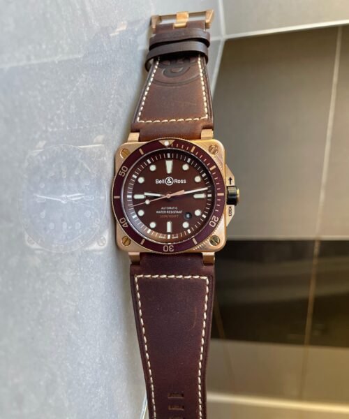 BR03-92 Diver 42mm Bronze BRF Brown Dial on Leather Strap A2824 - Image 6