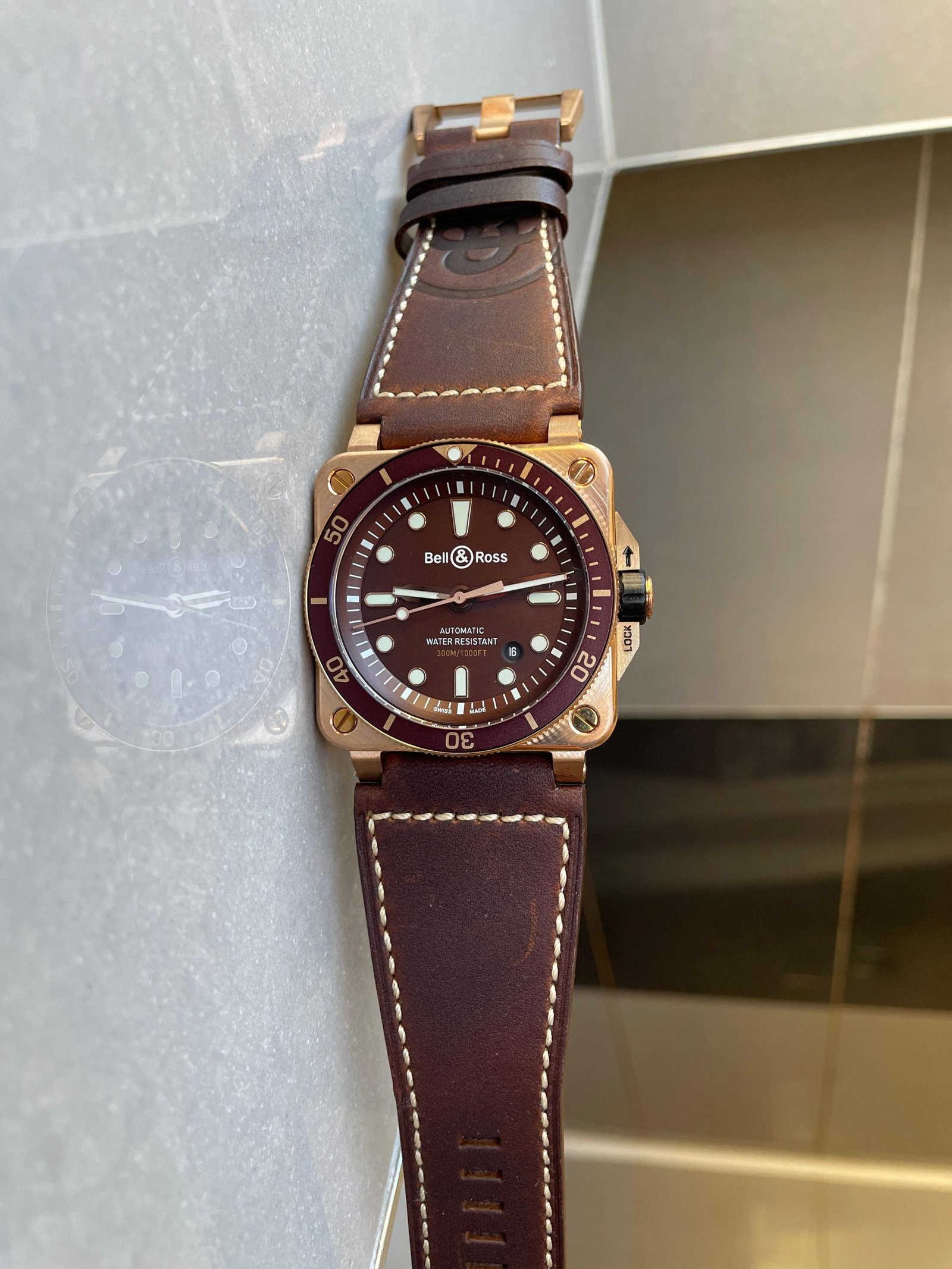 BR03-92 Diver 42mm Bronze BRF Brown Dial on Leather Strap A2824 - Image 6