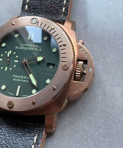 PAM382 N Bronzo VSF 1:1 Best Edition on Green dial on Brown Distressed Calfskin Strap P.9000 - Image 10