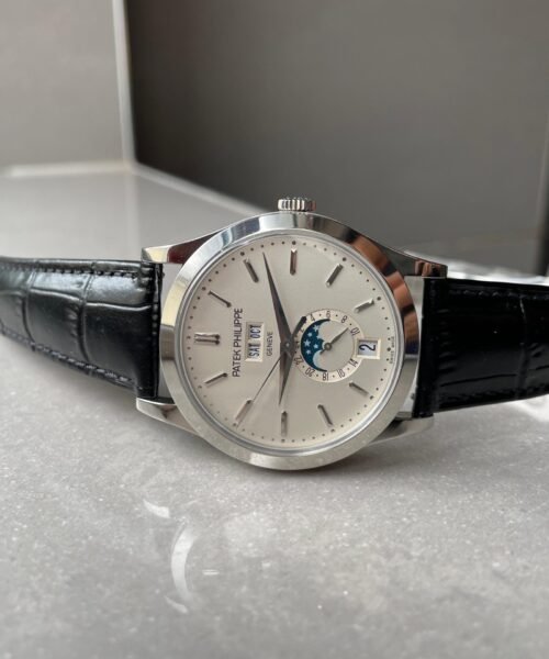 Annual Calendar Moonphase 5396 SS ZF 1:1 Best Edition White/Blue Dial on Black Leather Strap A324 - Image 5