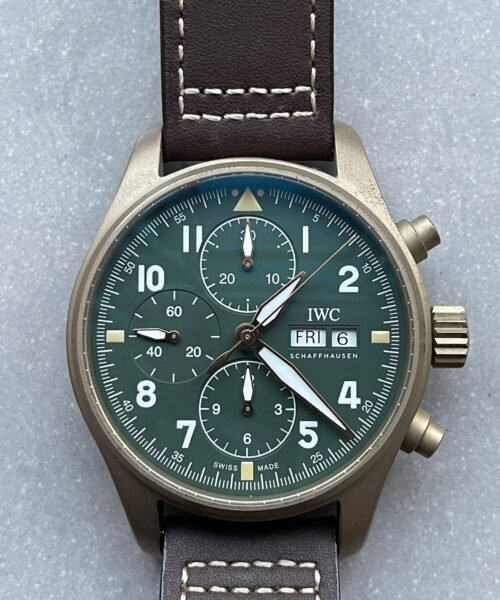 Pilot Chrono Spitfire IW387902 Bronze ZF 1:1 Best Edition Green Dial on Brown Leather Strap A7750 - Image 7