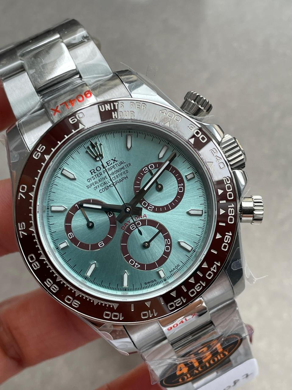 Daytona 116506 904L SS Ice Blue Dial with open Back on SS Bracelet QF V2 Asia 4130 - Image 2