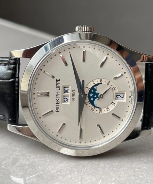 Annual Calendar Moonphase 5396 SS ZF 1:1 Best Edition White/Blue Dial on Black Leather Strap A324 - Image 4