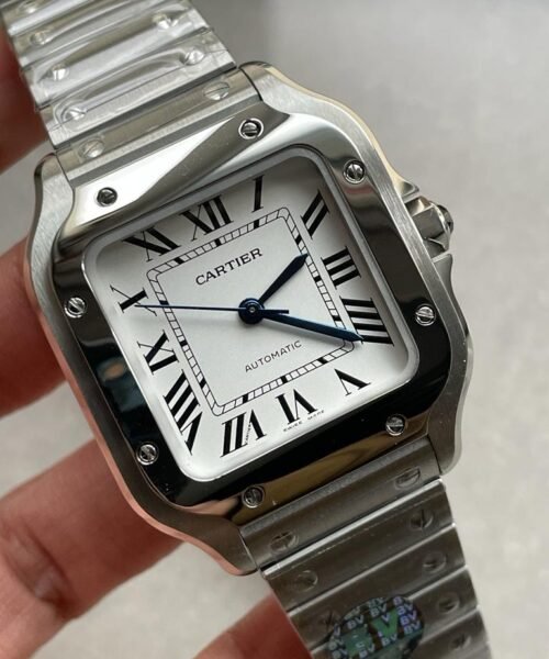Santos de Cartir 35mm 2018 BVF 1:1 Best Edition White Dial on SS Bracelet MIYOTA 9015 - Image 3