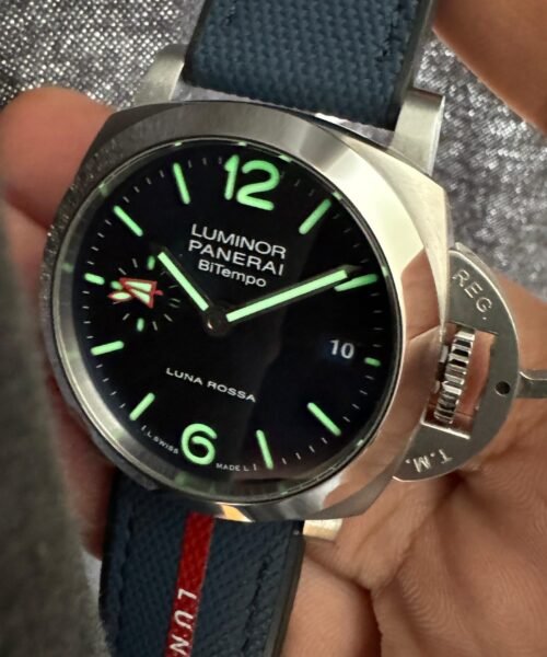 PAM1404 Z GMT SS VSF 1:1 Best Edition Blue Dial on Blue Rubber Strap Asian P900 - Image 3