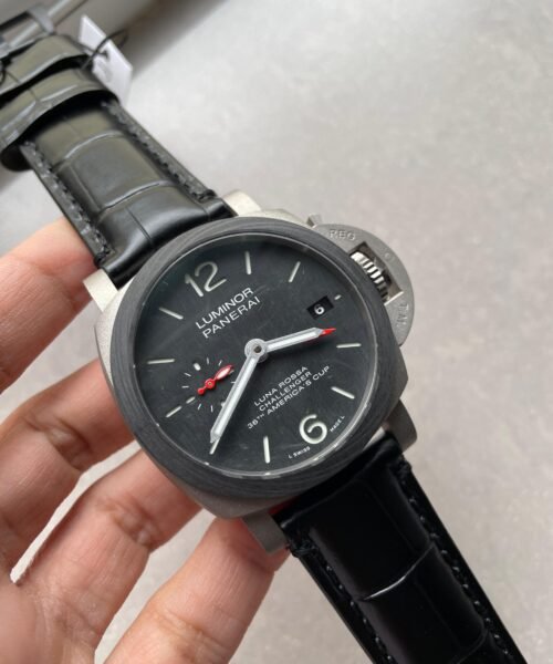 Luminor GMT "Luna Rossa" PAM01096 TI Black Dial Stick on Leather Strap VSF P9010 pam1096 - Image 2