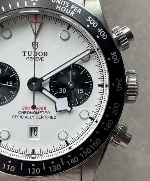 Black Bay Chrono SS TWS 1:1 Panda Best Edition White Dial on SS Bracelet A7750 - Image 7