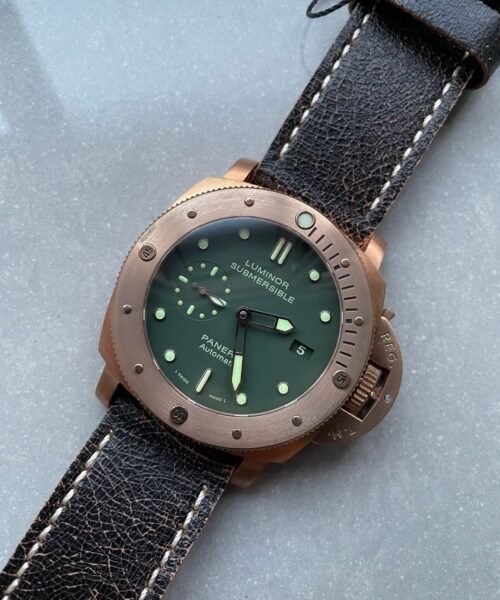 PAM382 N Bronzo VSF 1:1 Best Edition on Green dial on Brown Distressed Calfskin Strap P.9000 - Image 2