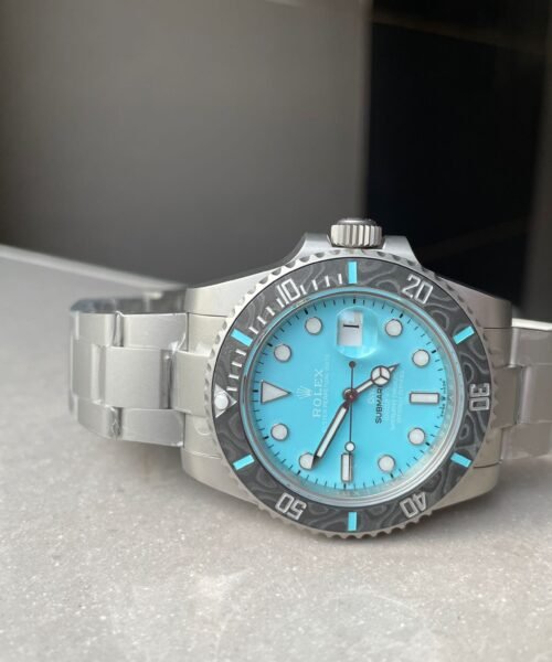 Submariner Sandblasted DIWF Best Edition Carbon Bezel Tiffany Blue Dial Dial on SS Bracelet VR3135 - Image 4