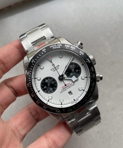 Black Bay Chrono SS TWS 1:1 Panda Best Edition White Dial on SS Bracelet A7750 - Image 8