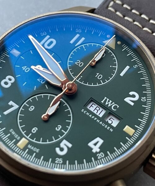 Pilot Chrono Spitfire IW387902 Bronze ZF 1:1 Best Edition Green Dial on Brown Leather Strap A7750 - Image 5