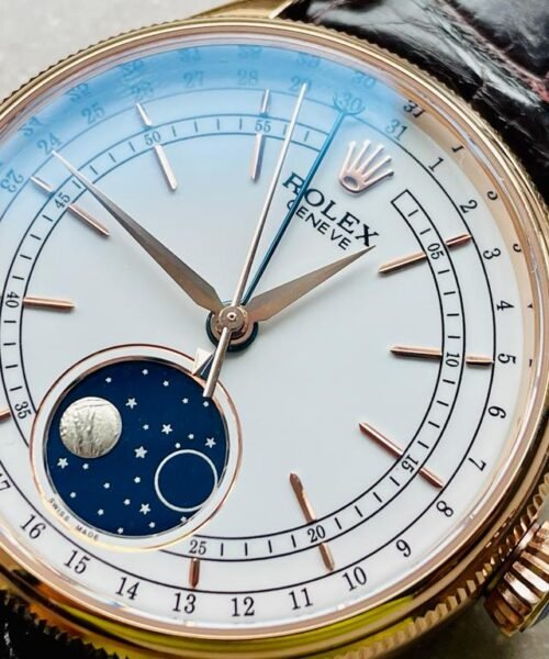Cellini Moonphase 50535 RG White Dial on Leather Strap KZF Asia 3195 Mod - Image 10