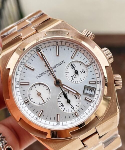 Overseas chronograph Rose gold Strap Rose Gold bezel on White dial - Image 2