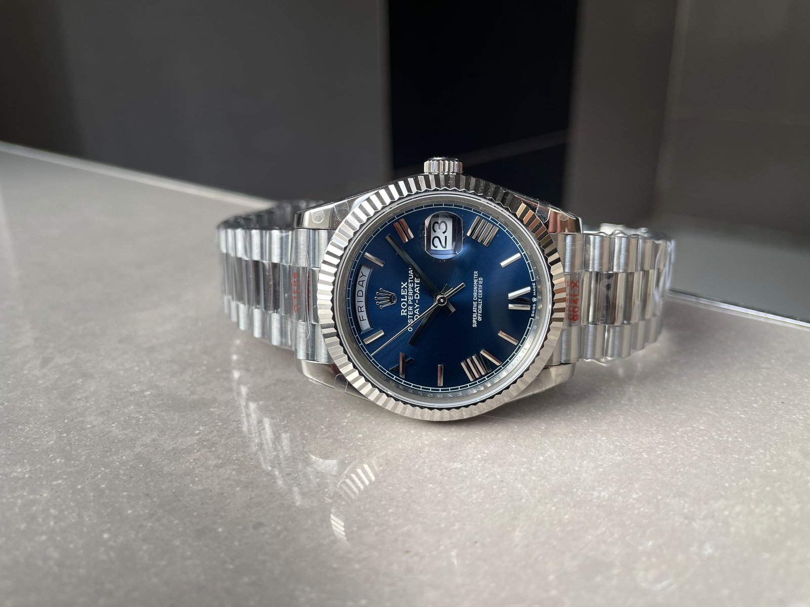 DayDate 40mm 228239 GMF 1:1 Gain Weight SS/tungsten Blue Dial Roman Markers on President Bracelet A3255 - Image 8