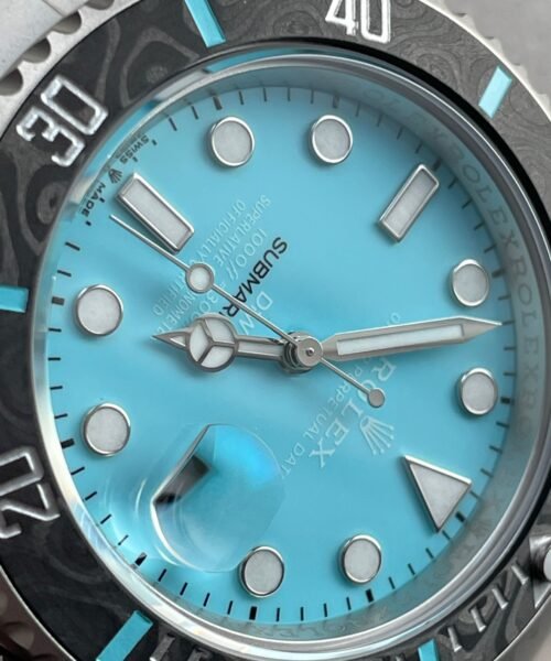 Submariner Sandblasted DIWF Best Edition Carbon Bezel Tiffany Blue Dial Dial on SS Bracelet VR3135 - Image 7