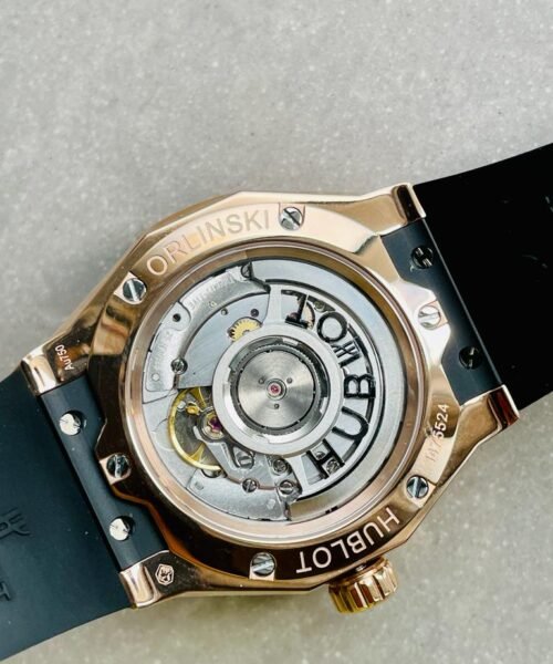 Big BangClassic Fusion Orlinski RG APSF 1:1 Best Edtion Facetd Black Dial on Black Rubber Strap A2892 to HUB1100 - Image 15