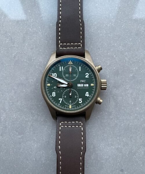 Pilot Chrono Spitfire IW387902 Bronze ZF 1:1 Best Edition Green Dial on Brown Leather Strap A7750 - Image 9